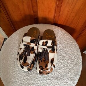 Sam Edelman Cow Print Loafers with Tassels